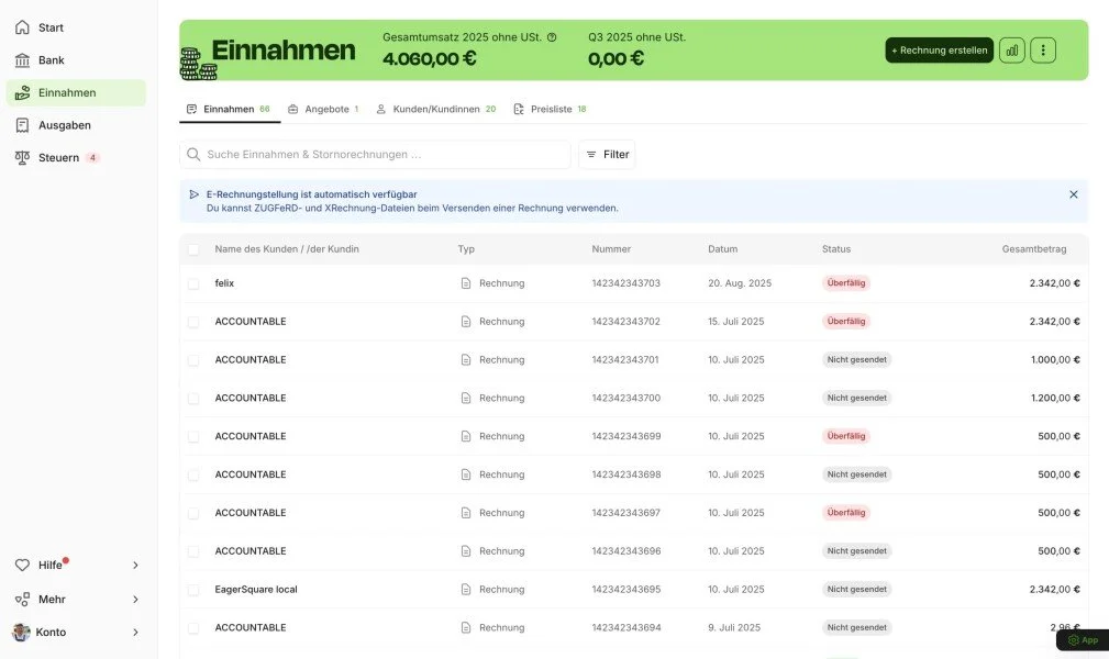 Accountable Einnahmen