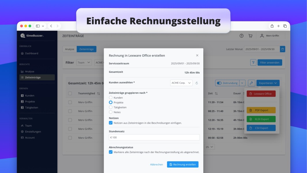 04 timeBuzzer einfache-rechnungsstellung