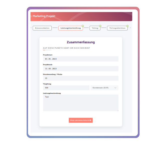 Freelancer Leistungen aufsetzen Freelancer Leistungen aufsetzen