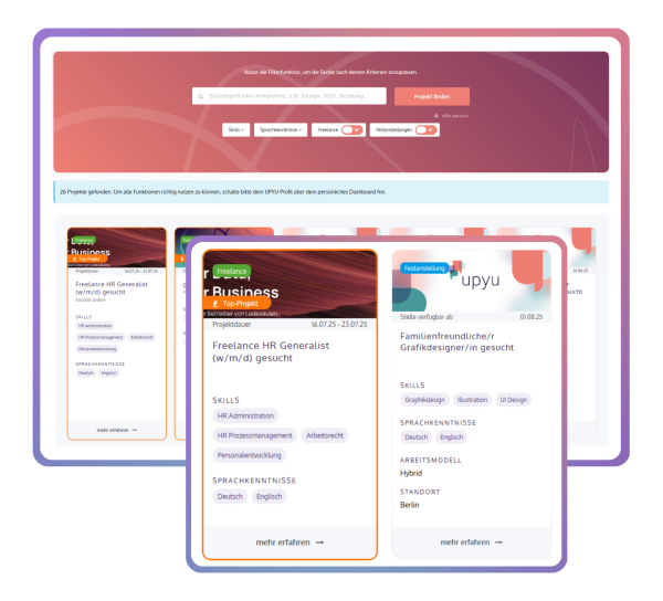 Freelance und Festanstellungs Projekte entdecken