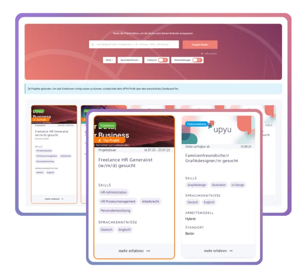 Freelance und Festanstellungs Projekte entdecken