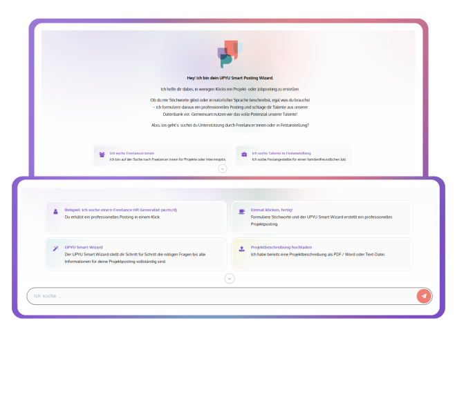 projekt posten mit smart posting wizard Jobausschreibungen mit KI erstellen - UPYU Smart Posting Wizard