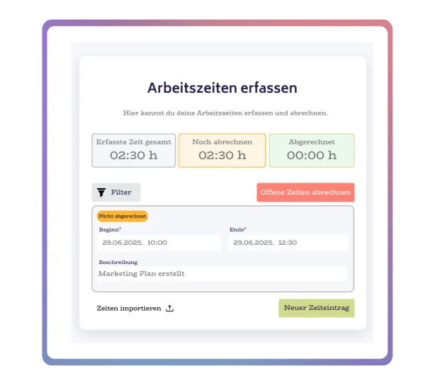 Arbeitsaufwände abrechnen mit UPYU