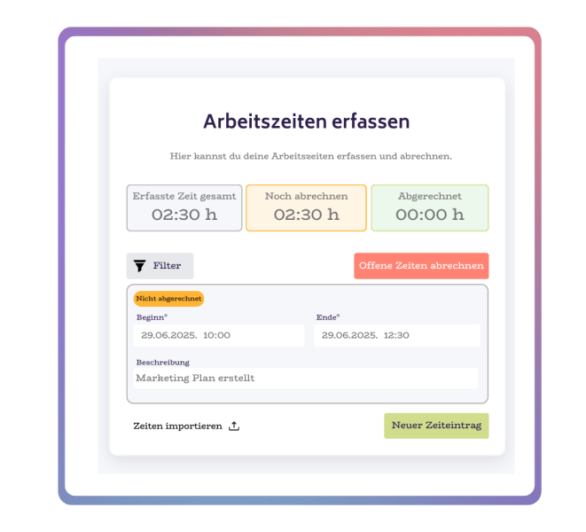 rechtssicher Abrechnen Arbeitsaufwände abrechnen mit UPYU